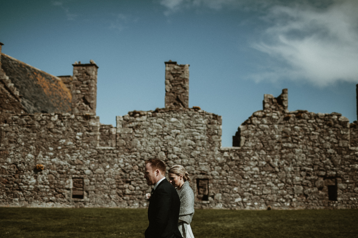 Relaxed after wedding photo session on the Castle's grounds